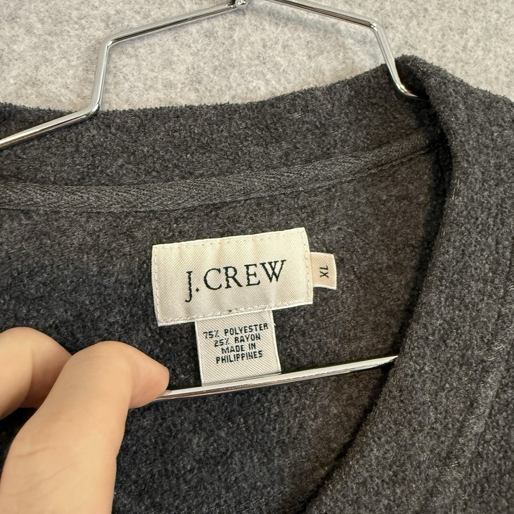 Vintage J crew sweater mens XL‎ gray striped pullover fleece long sleeve Y2K - Picture 7 of 7
